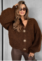 Krótki Cardigan z bufkami Snow Hill Schokoladenbraun