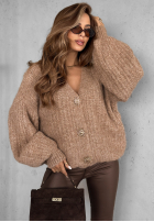 Krótki Cardigan z bufkami Snow Hill Beige