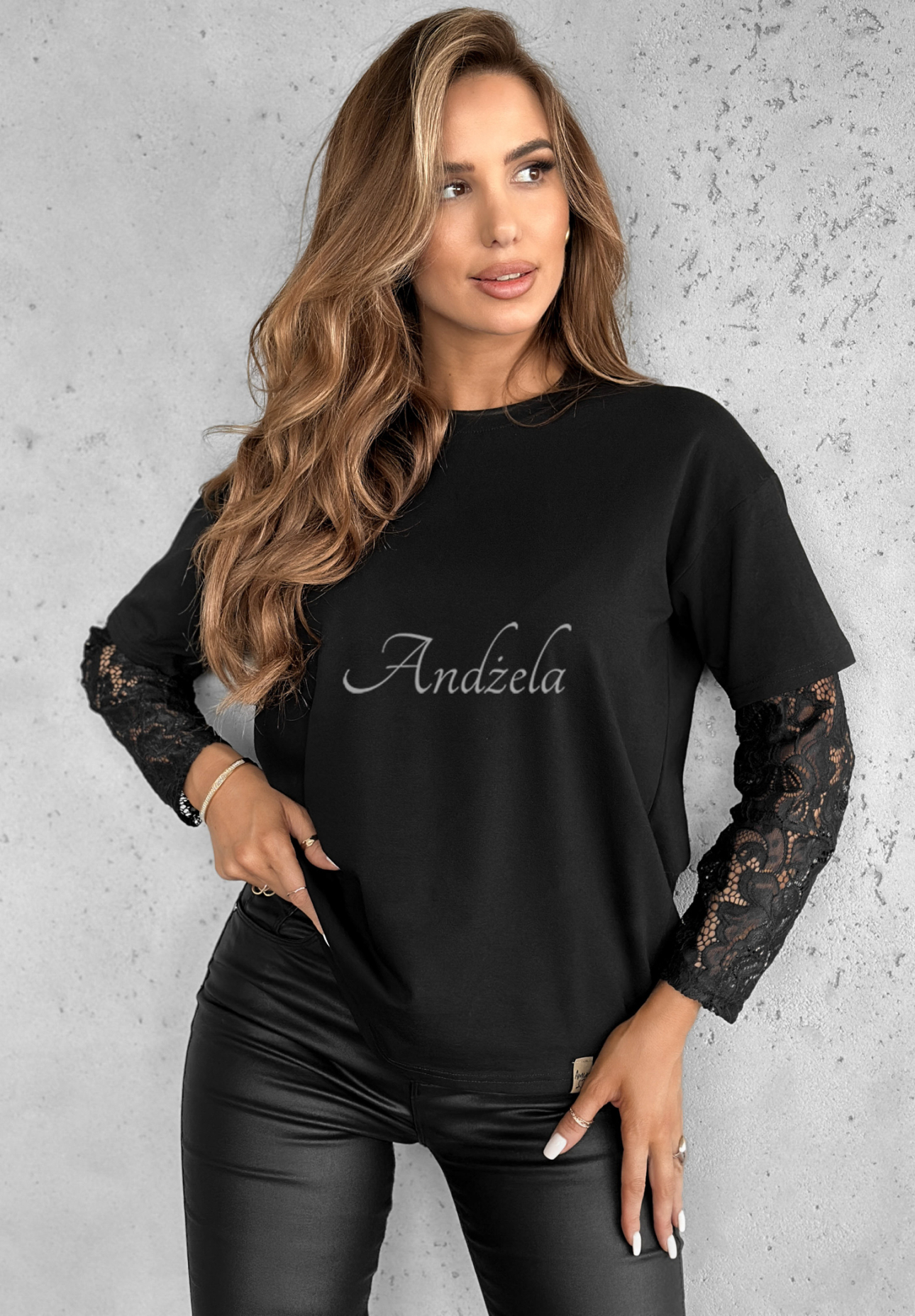 T-Shirt mit Ärmeln aus Spitze The Only Thing Schwarz