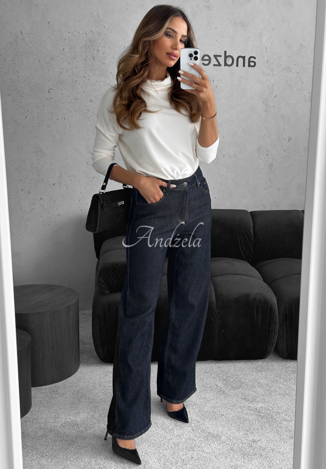 Wide Leg Jeans Red Flag Dunkelblau