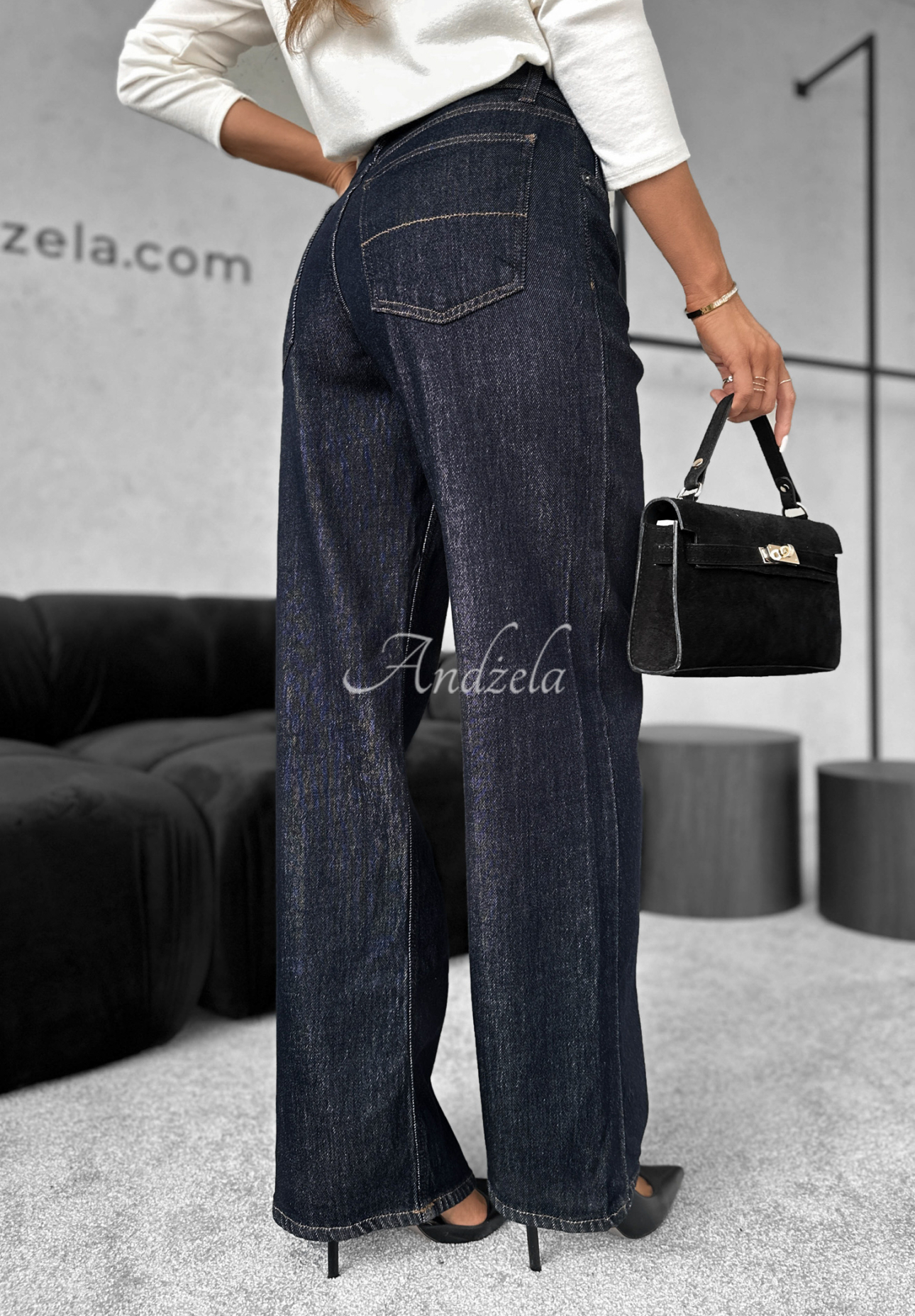 Wide Leg Jeans Red Flag Dunkelblau