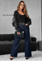 Hose Jeans wide leg z paskiem Still Learning Dunkelblau