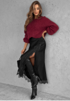 Satynowa Rock midi z koronką Hot Topic Schwarz