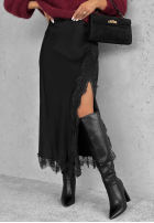 Satynowa Rock midi z koronką Hot Topic Schwarz