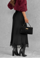 Satynowa Rock midi z koronką Hot Topic Schwarz