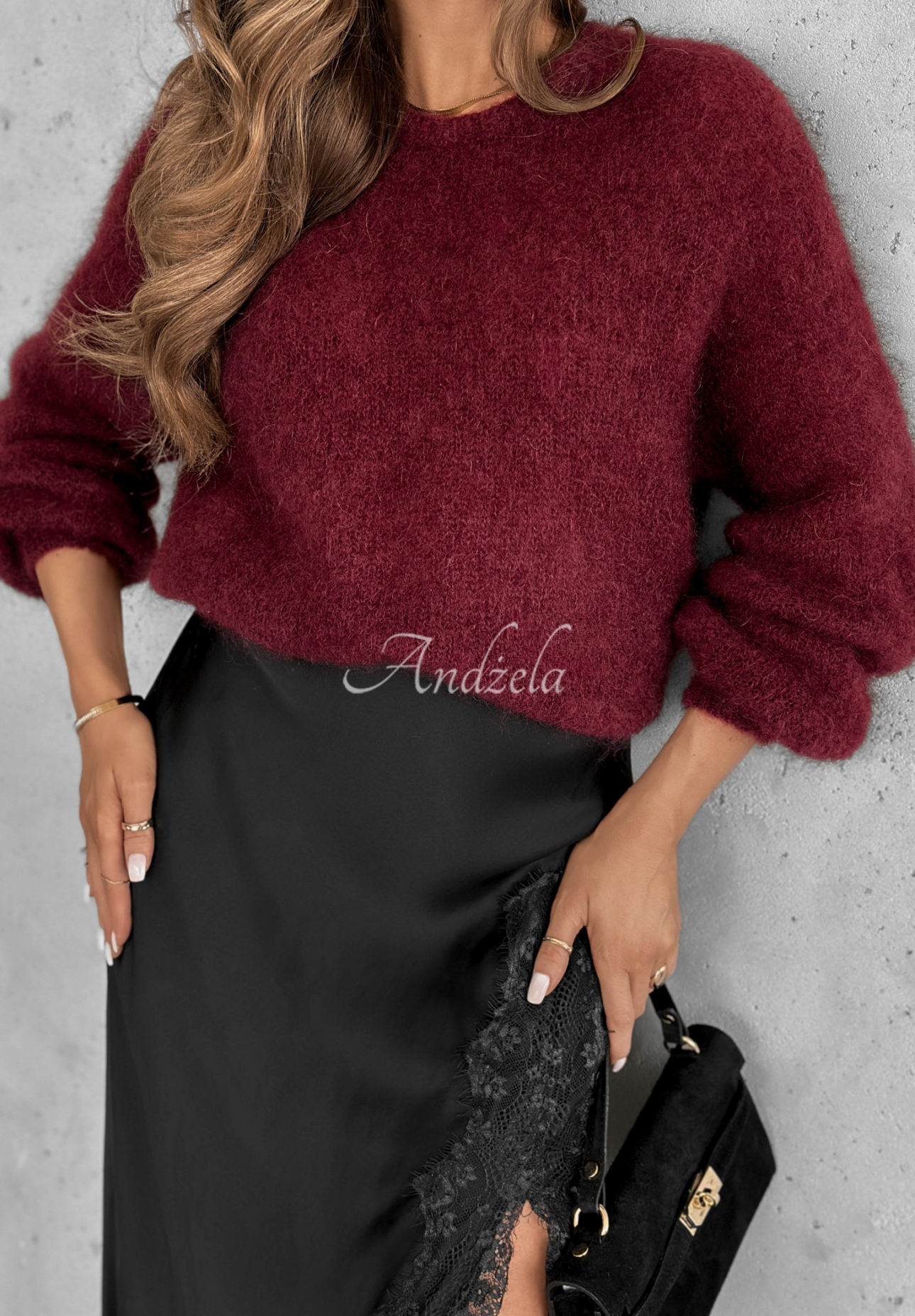 Mohairpullover Warm Hug Burgunderrot