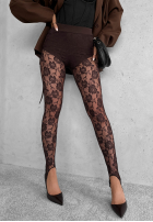 Koronkowe Strumpfhose z zapiętkami Dreaming Of Lace Schokoladenbraun
