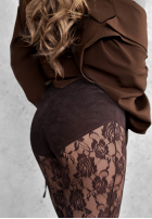 Koronkowe Strumpfhose z zapiętkami Dreaming Of Lace Schokoladenbraun