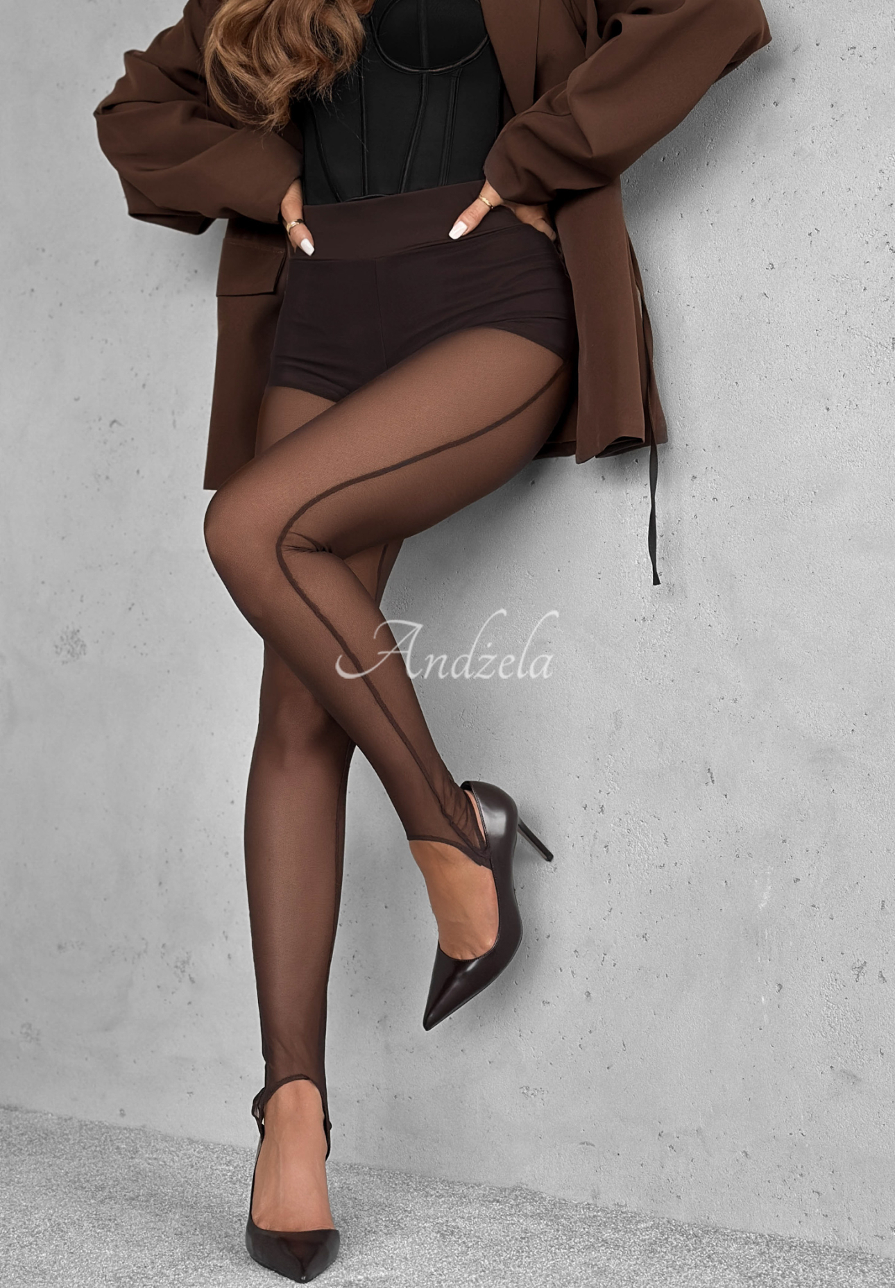 Viskose-Leggings mit Fersenkappe What A Night Schokoladenbraun