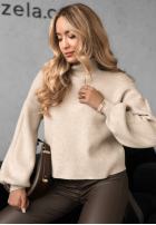 Wiskozowy Pullover z golfem Hear My Words Beige