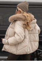 Pikowana Jacke z kapturem i futerkiem Little Snowman Beige