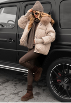 Pikowana Jacke z kapturem i futerkiem Little Snowman Beige