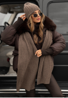 Prążkowany Set Mütze i szalik z kaszmirem Snow Dates Beige