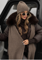 Prążkowany Set Mütze i szalik z kaszmirem Snow Dates Beige