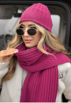 Prążkowany Set Mütze i szalik z kaszmirem Snow Dates Fuchsia