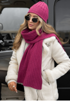 Prążkowany Set Mütze i szalik z kaszmirem Snow Dates Fuchsia