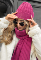 Prążkowany Set Mütze i szalik z kaszmirem Snow Dates Fuchsia