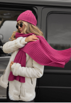 Prążkowany Set Mütze i szalik z kaszmirem Snow Dates Fuchsia