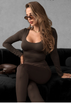 Body z dekoltem Come Over Schokoladenbraun