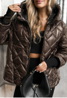 Pikowana Jacke z kapturem Just The Wind Schokoladenbraun