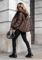 Pikowana Jacke z kapturem Just The Wind Schokoladenbraun