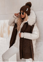 Pleciony Schal z wełną Laponia ciemnoczekoladowy