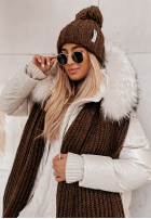 Pleciony Schal z wełną Laponia ciemnoczekoladowy