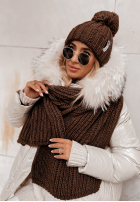 Pleciony Schal z wełną Laponia ciemnoczekoladowy
