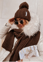 Pleciony Schal z wełną Laponia ciemnoczekoladowy