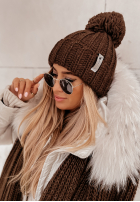 Pleciona Mütze z wełną Laponia ciemnoczekoladowa