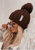 Pleciona Mütze z wełną Laponia ciemnoczekoladowa