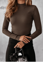 Prążkowana Bluse z półgolfem Believe In Tomorrow ciemnoczekoladowa