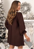 Kleid z bufiastymi rękawami Just One Kiss Schokoladenbraun