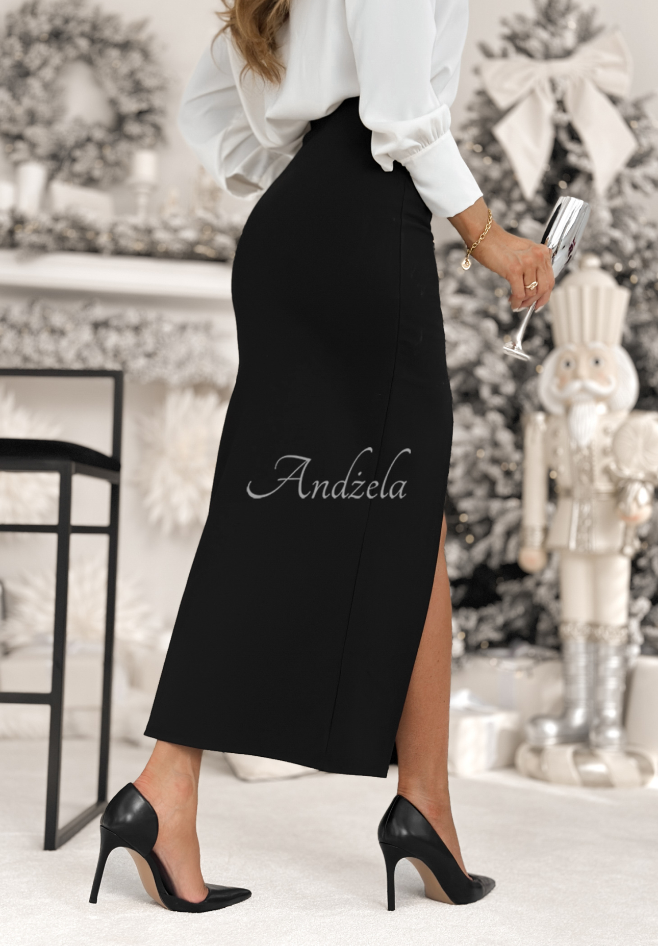 Midi-Bleistiftrock mit Schlitz Live With Purpose Schwarz