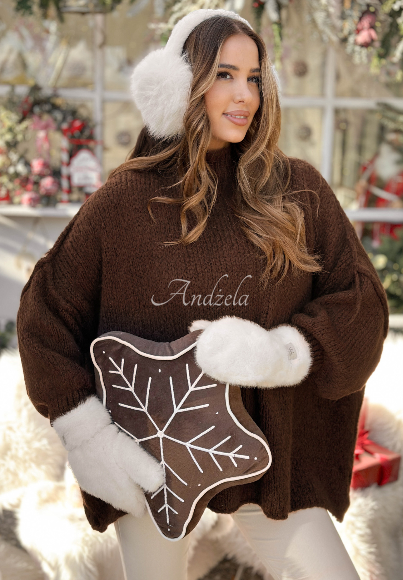 Oversize-Pullover mit Wolle und Viskose October Chill Schokoladenbraun