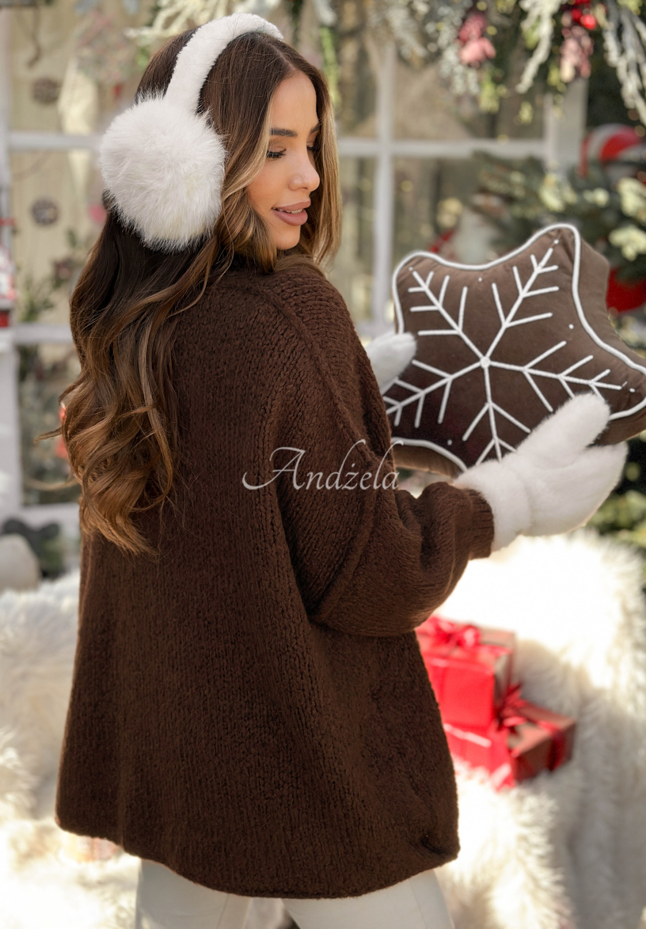 Oversize-Pullover mit Wolle und Viskose October Chill Schokoladenbraun