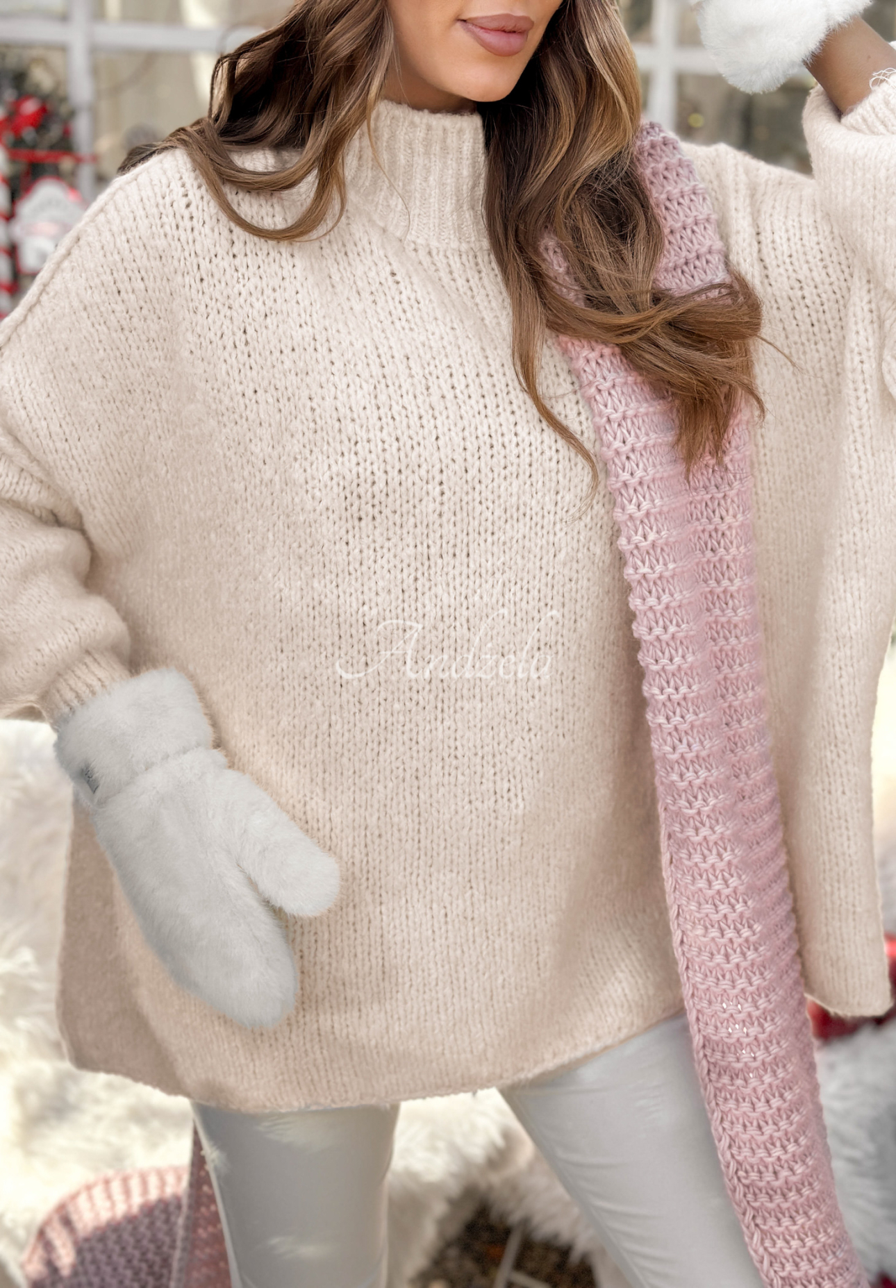 Oversize-Pullover mit Wolle und Viskose October Chill Beige