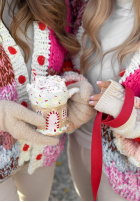 Krótki ozdobnie pleciony Cardigan Cup Of Hot różowo-Beige