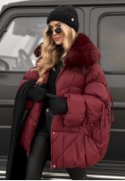 Pikowana Jacke z futerkiem Cold Without You Burgunderrot