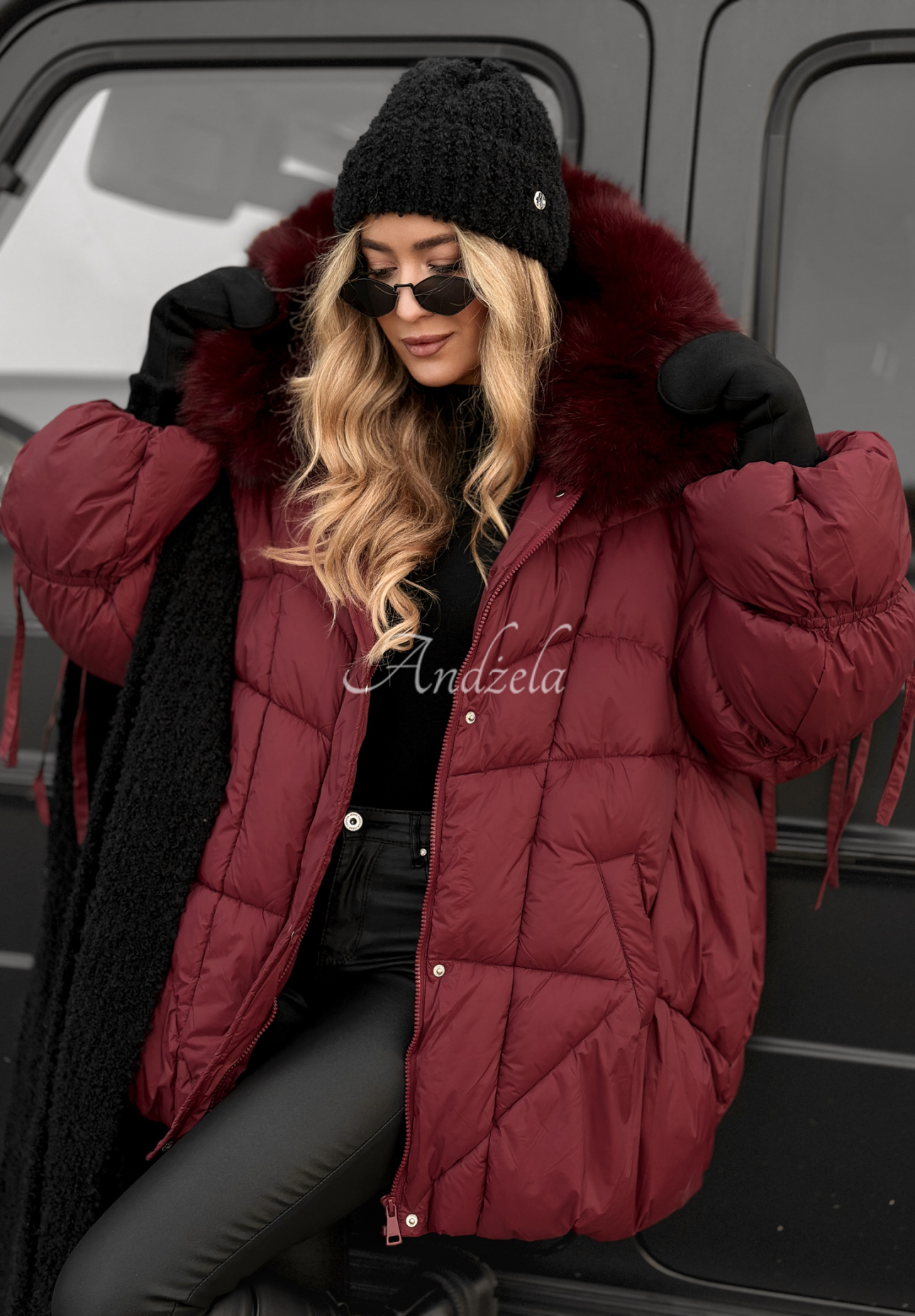 Steppjacke mit Fell Cold Without You Burgunderrot