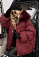 Pikowana Jacke z futerkiem Cold Without You Burgunderrot