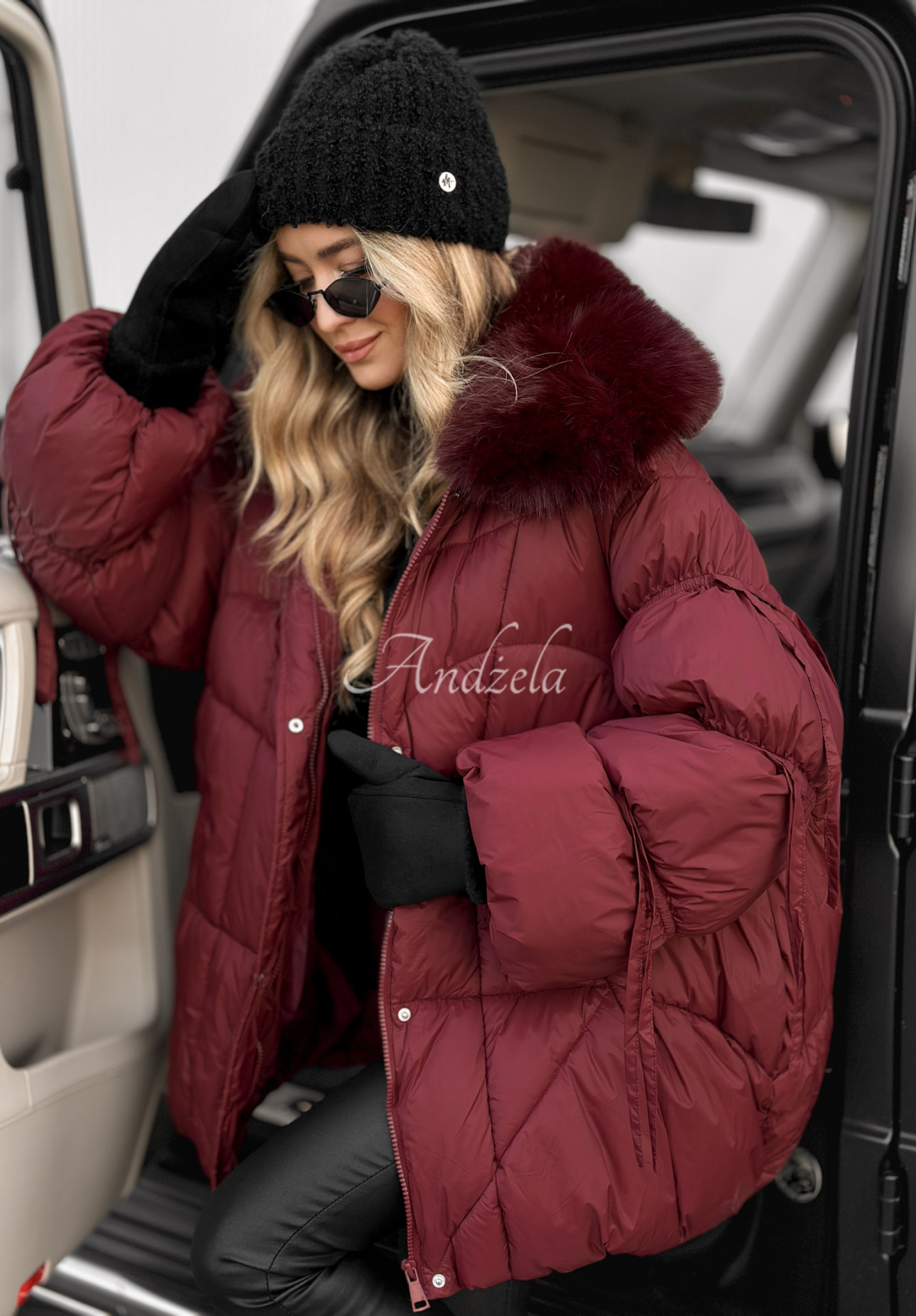 Steppjacke mit Fell Cold Without You Burgunderrot