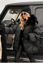 Pikowana Jacke z futerkiem Cold Without You Schwarz