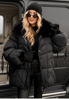 Pikowana Jacke z futerkiem Cold Without You Schwarz