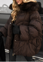 Pikowana Jacke z futerkiem Cold Without You Schokoladenbraun