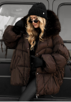 Pikowana Jacke z futerkiem Cold Without You Schokoladenbraun