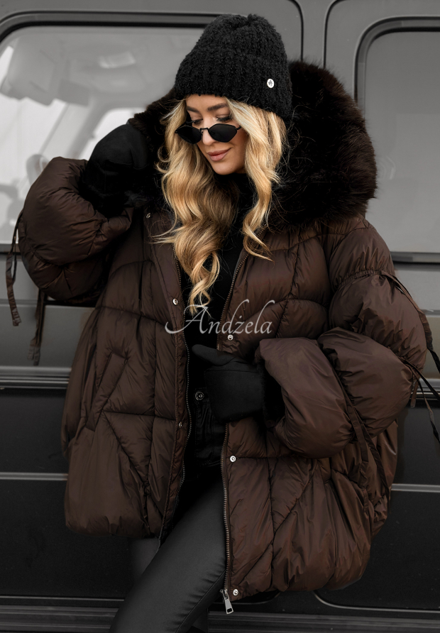 Steppjacke mit Fell Cold Without You Schokoladenbraun