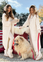 Długi ozdobnie pleciony Cardigan Wrap Yourself Ecru