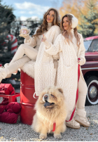 Długi ozdobnie pleciony Cardigan Wrap Yourself Ecru