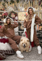 Sweat Set Sweatshirt i Hose So Happy Because Winter Schokoladenbraun